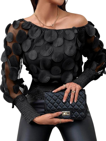 GWYN™ – Sheer Bishop Sleeve Blouse with Soft Shirred Detail
