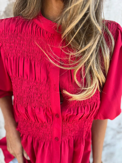 ELIZA™ - Pleated Button-Up Blouse