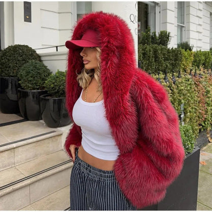 STELLA™ - Comfy Hooded Long Sleeve Faux Coat